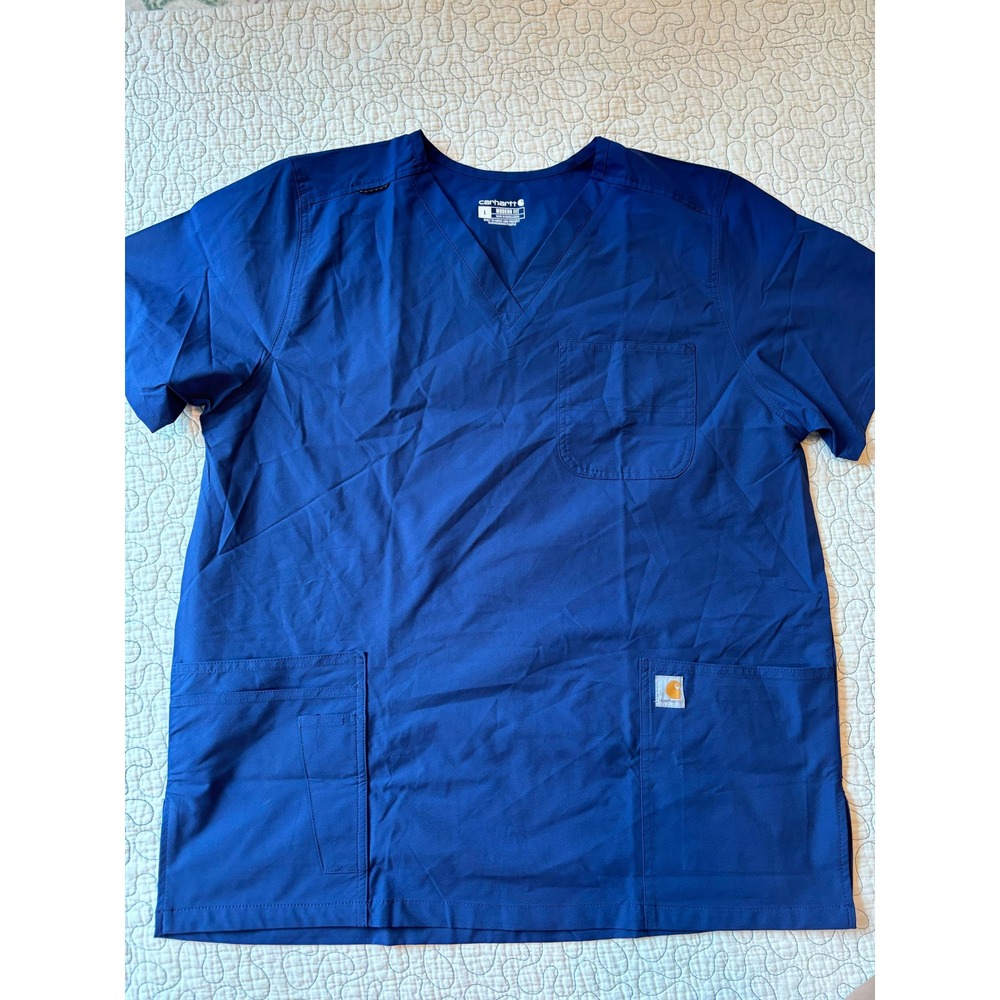 Carhartt Force V-Neck Scrub Top Royal Blue Womens Large Pocket‎  NWOT